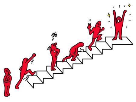 階段を上っている人のイラスト